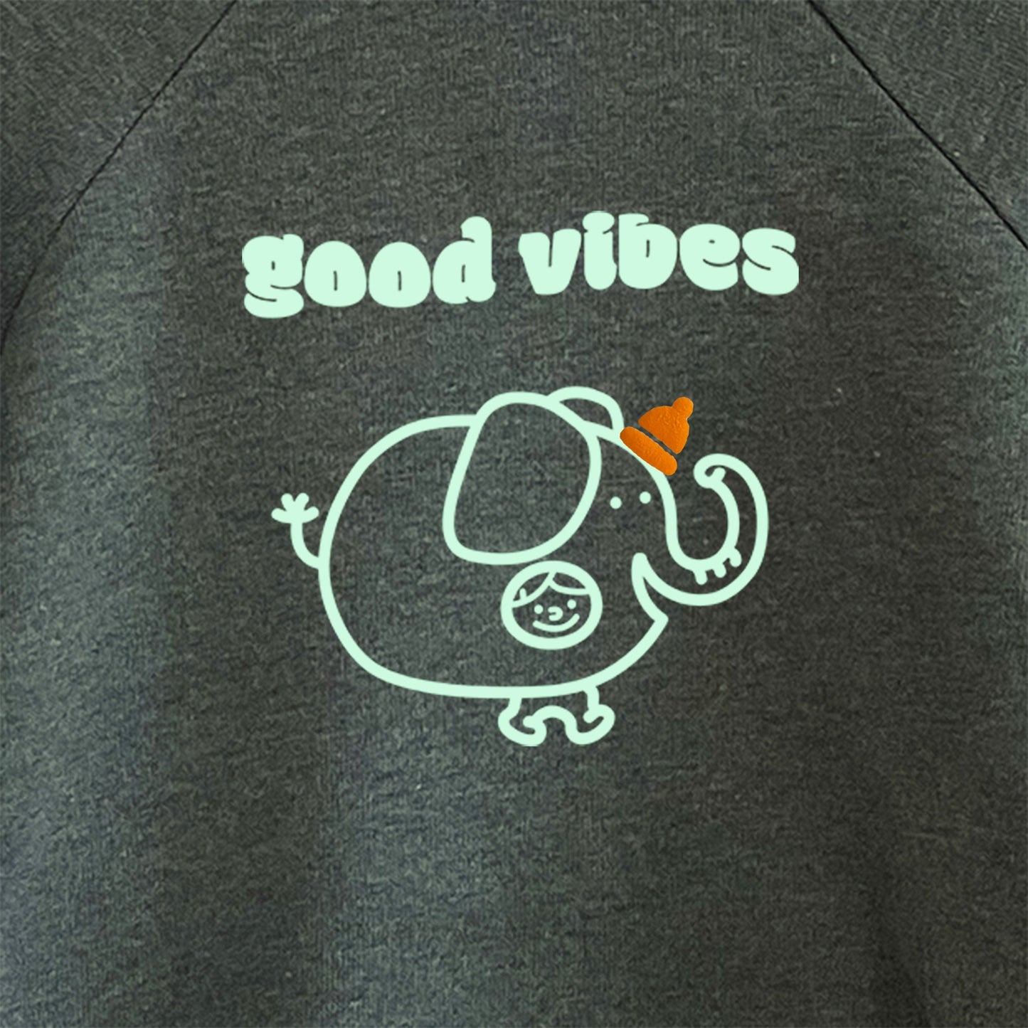 Good Vibes Elephant Sweatshirt | Cute Animal Crew Neck  | Kids Sweatshirt | Toddler Animal Crew Neck