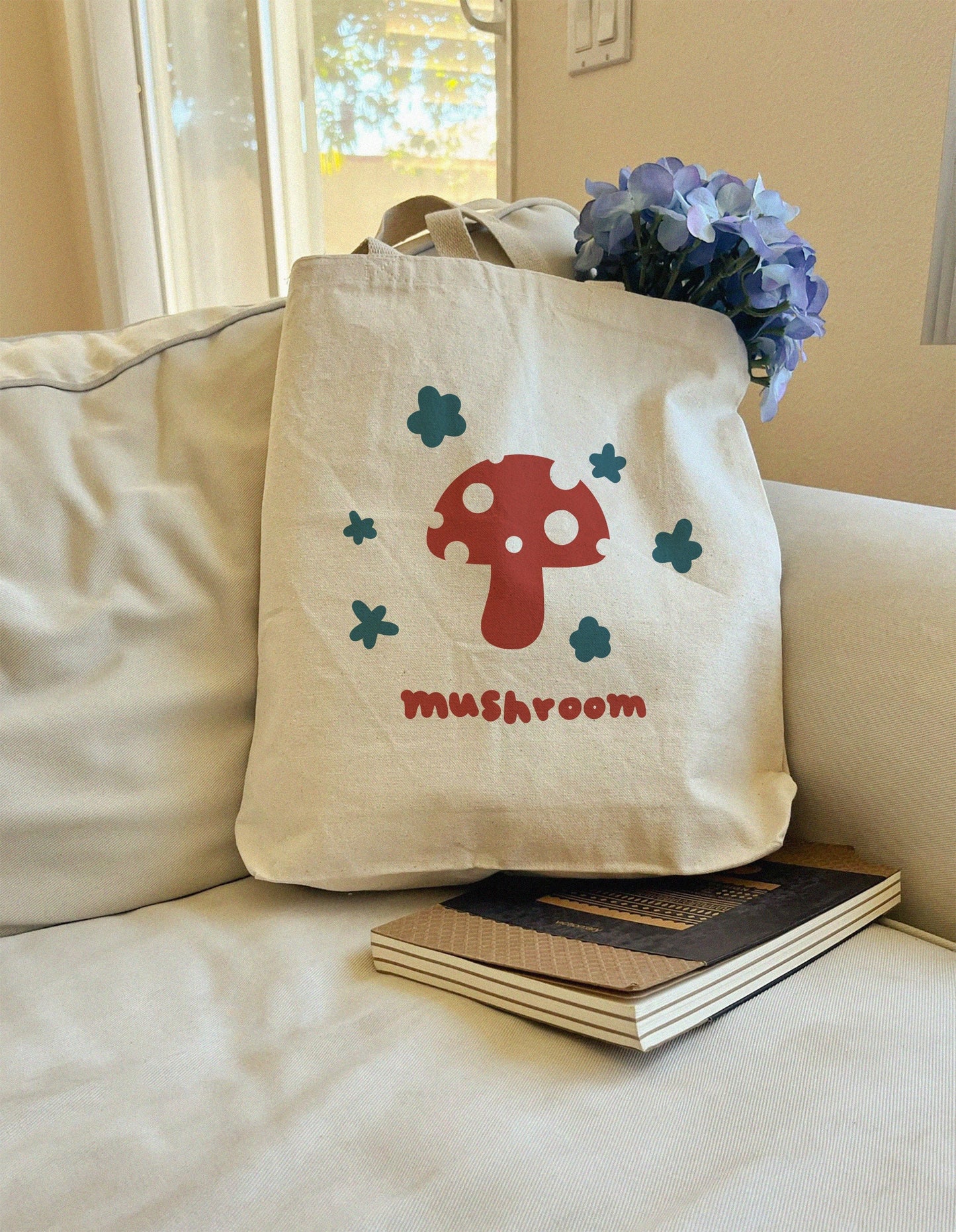 Spring Mushroom Tote Bags of Vintage Artsy Mushroom Useable Canvas Bag Gift For Her Him Cute Market Eco Friendly Aesthetic Hippi Boho Tote