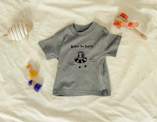 Toddler Neutral Shirt Short Sleeve Animal Shirt Neutral Baby Clothes Zebra Shirt Born to Swim