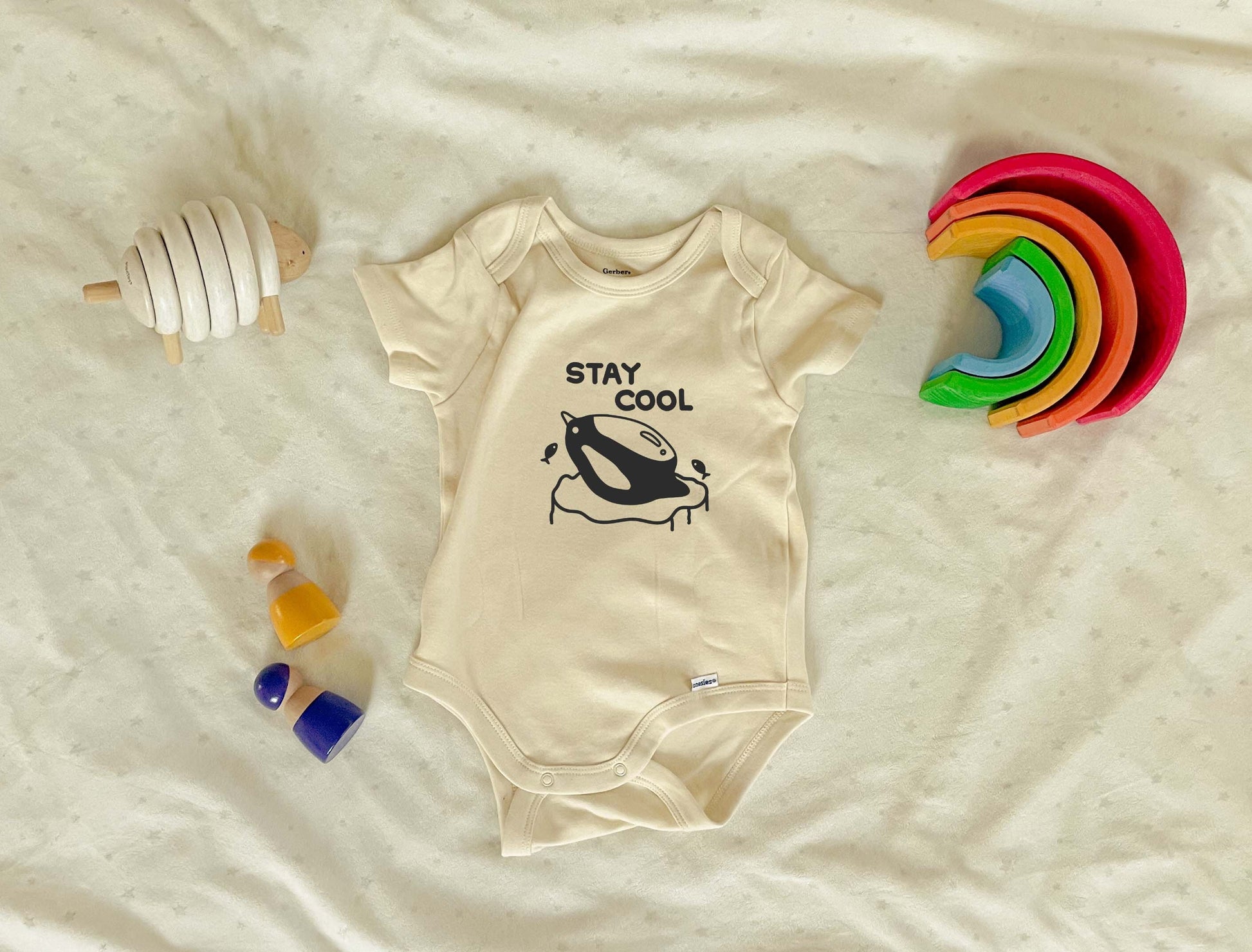 Stay Cool Penguin | Baby Onesie | Bodysuit | Short Sleeve Baby Onesie | Neutral Baby Clothes