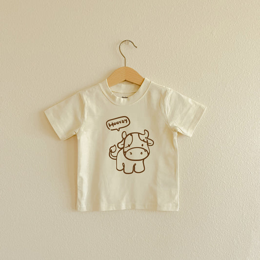 Greeting Cow | Toddler Shirt | Short Sleeve Kids Shirt | Neutral Baby Clothes