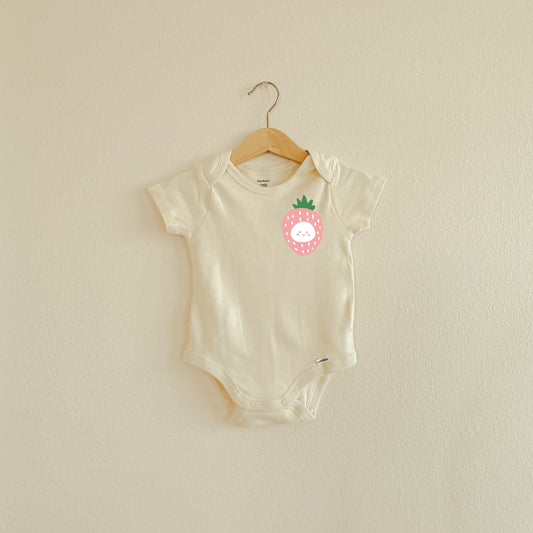 Smiley Strawberry Onesies | Baby Onesie | Bodysuit | Short Sleeve Baby Onesie | Neutral Baby Clothes Active