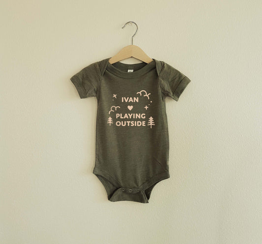 Playing Outside | Baby Onesie | Bodysuit | Short Sleeve Baby Onesie | Neutral Baby Clothes Active | Personalized Gift