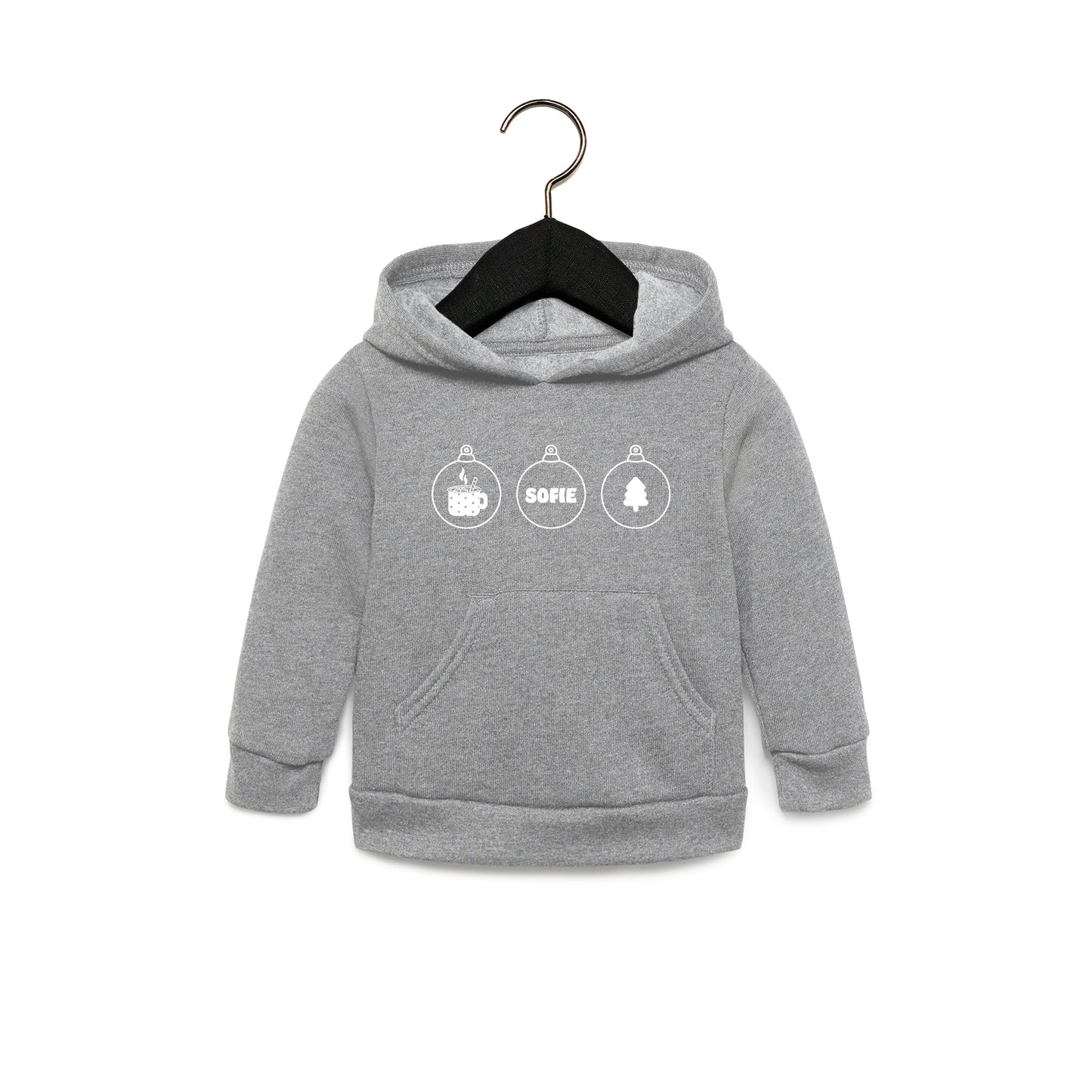 Personalized Christmas Ornaments Kids Soft Hoodie | Kids Christmas personalized Long Sleeve Hoodie | Toddler Christmas Hoodie