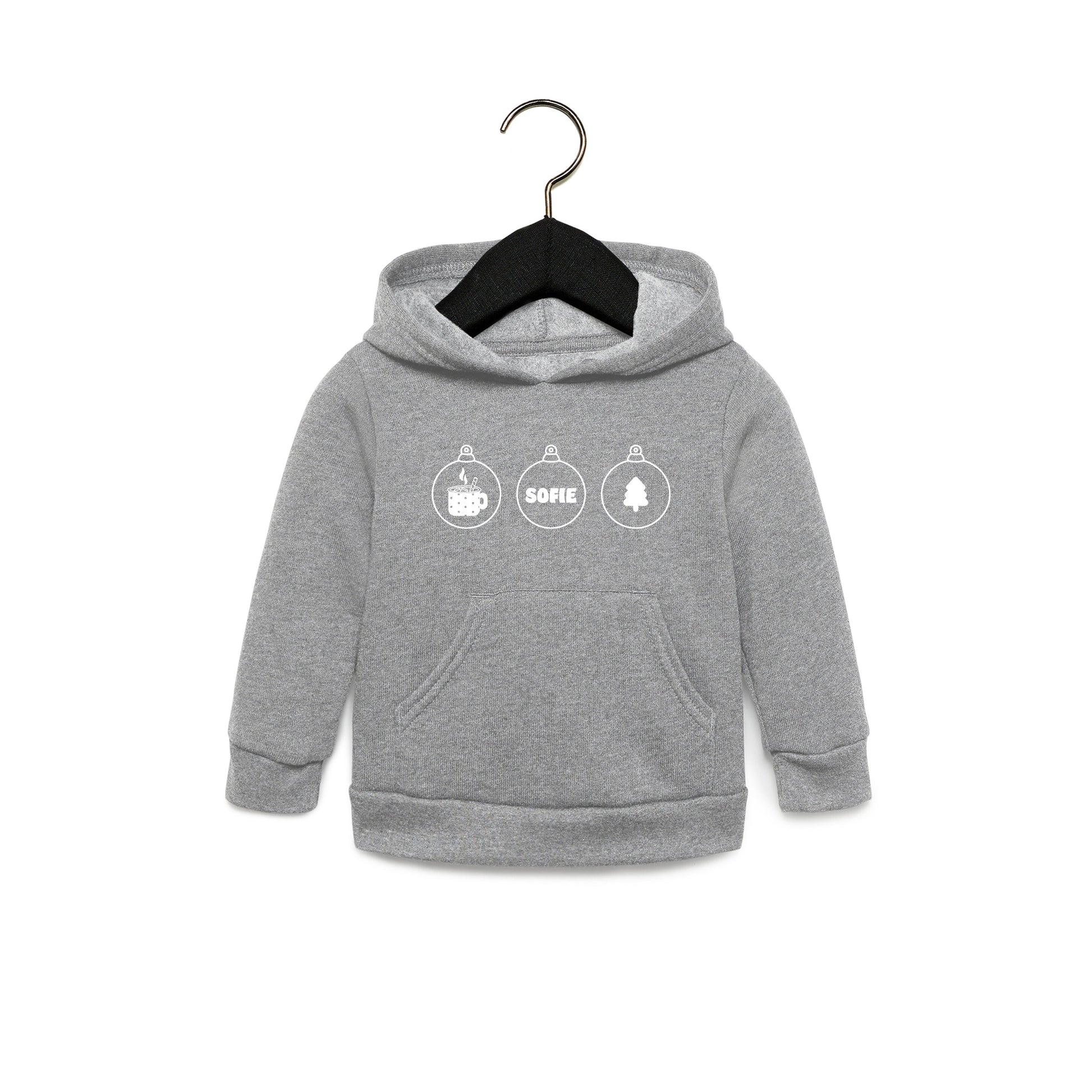 Personalized Christmas Ornaments Kids Soft Hoodie | Kids Christmas personalized Long Sleeve Hoodie | Toddler Christmas Hoodie