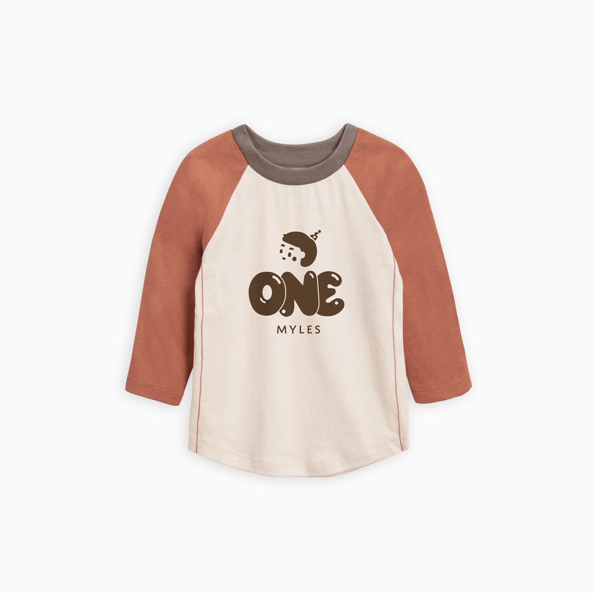 Organic Cotton Personalized Birthday Baseball Tee | Kids Personalized Name Long Sleeve Tee | Toddler Personalized Long Sleeve Tee