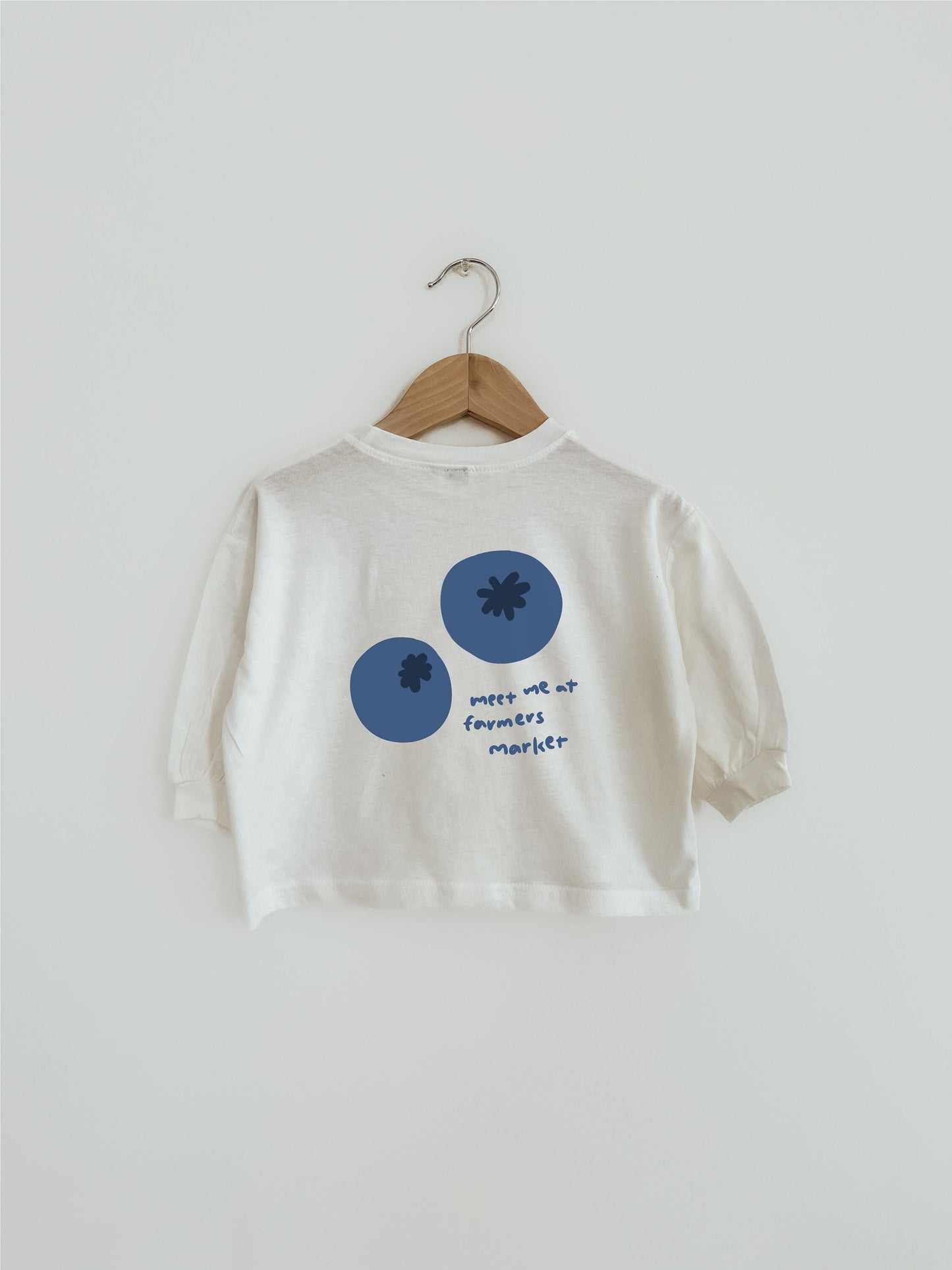 Blueberry Puff shirt for Toddler Baby Boy Girl Fruit Pocket Long sleeve Shirt for Gender Neutral Kids pullover Farmers Market Tops